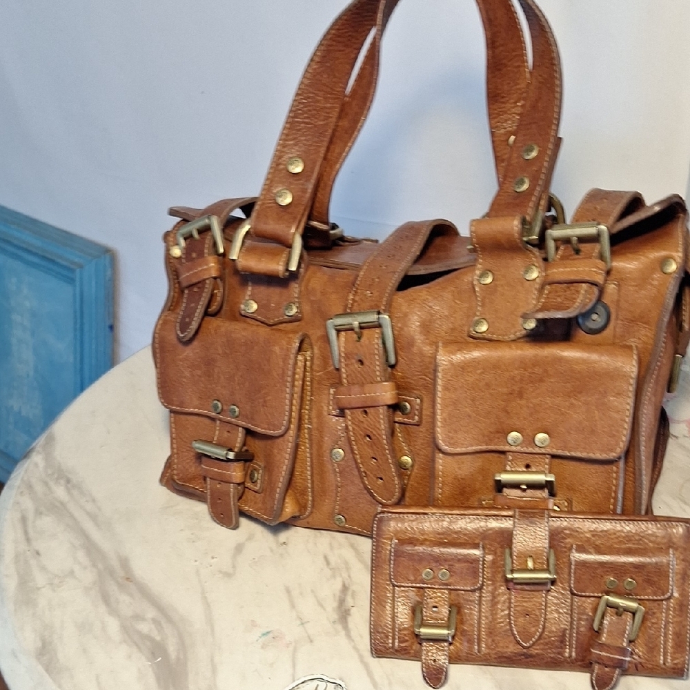 Mulberry Tan Leather Women's  Messenger Bag Set Wallet Included